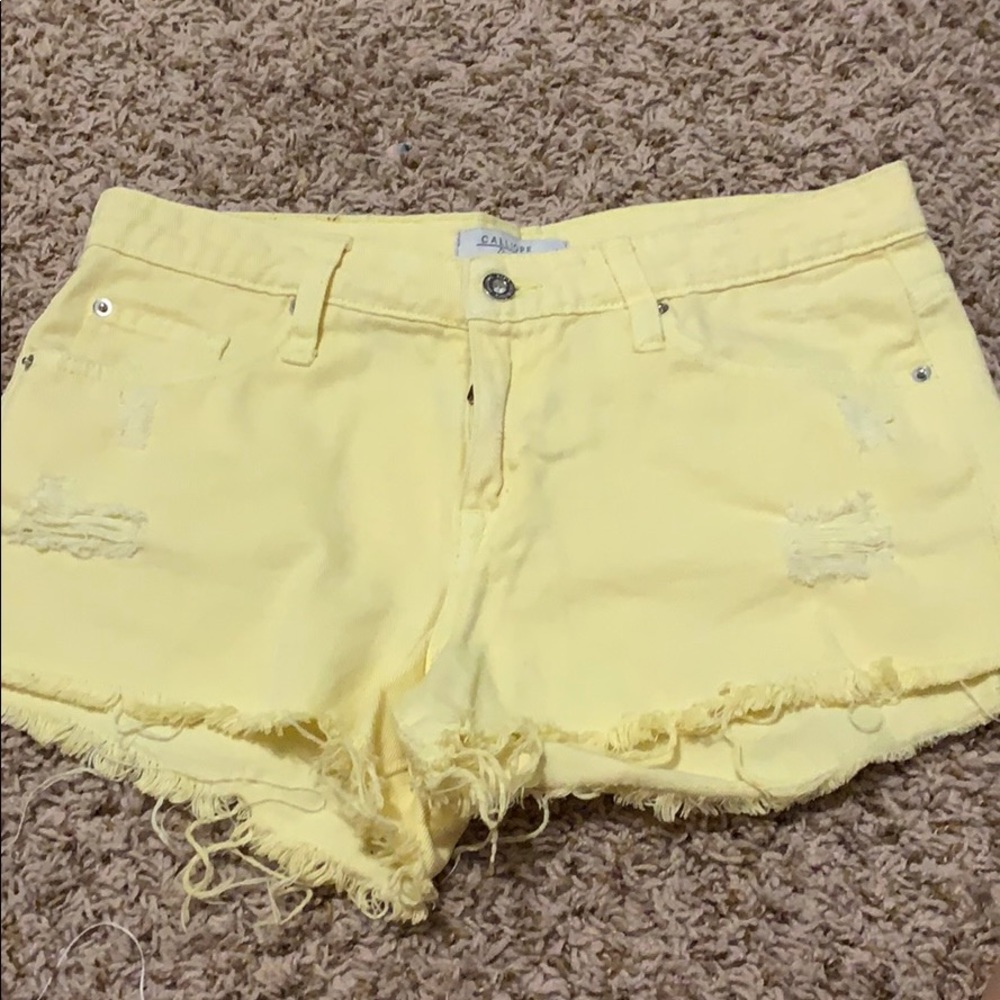 Yellow denim shorts